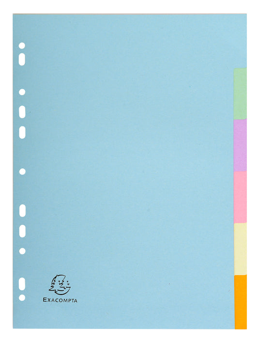 Exacompta Forever Recycled Divider 6 Part A4 170gsm Card Assorted Colours - 1606E - NWT FM SOLUTIONS - YOUR CATERING WHOLESALER
