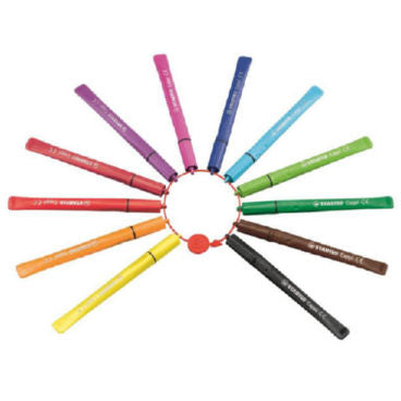 STABILO Cappi Felt Tip Pen with Cap Ring Assorted Colours (Wallet 12) - 168/12-4