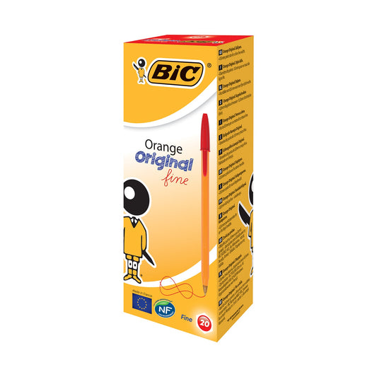 Bic Orange Barrel Original Fine Tip Ballpoint Red Pens 20's - NWT FM SOLUTIONS - YOUR CATERING WHOLESALER