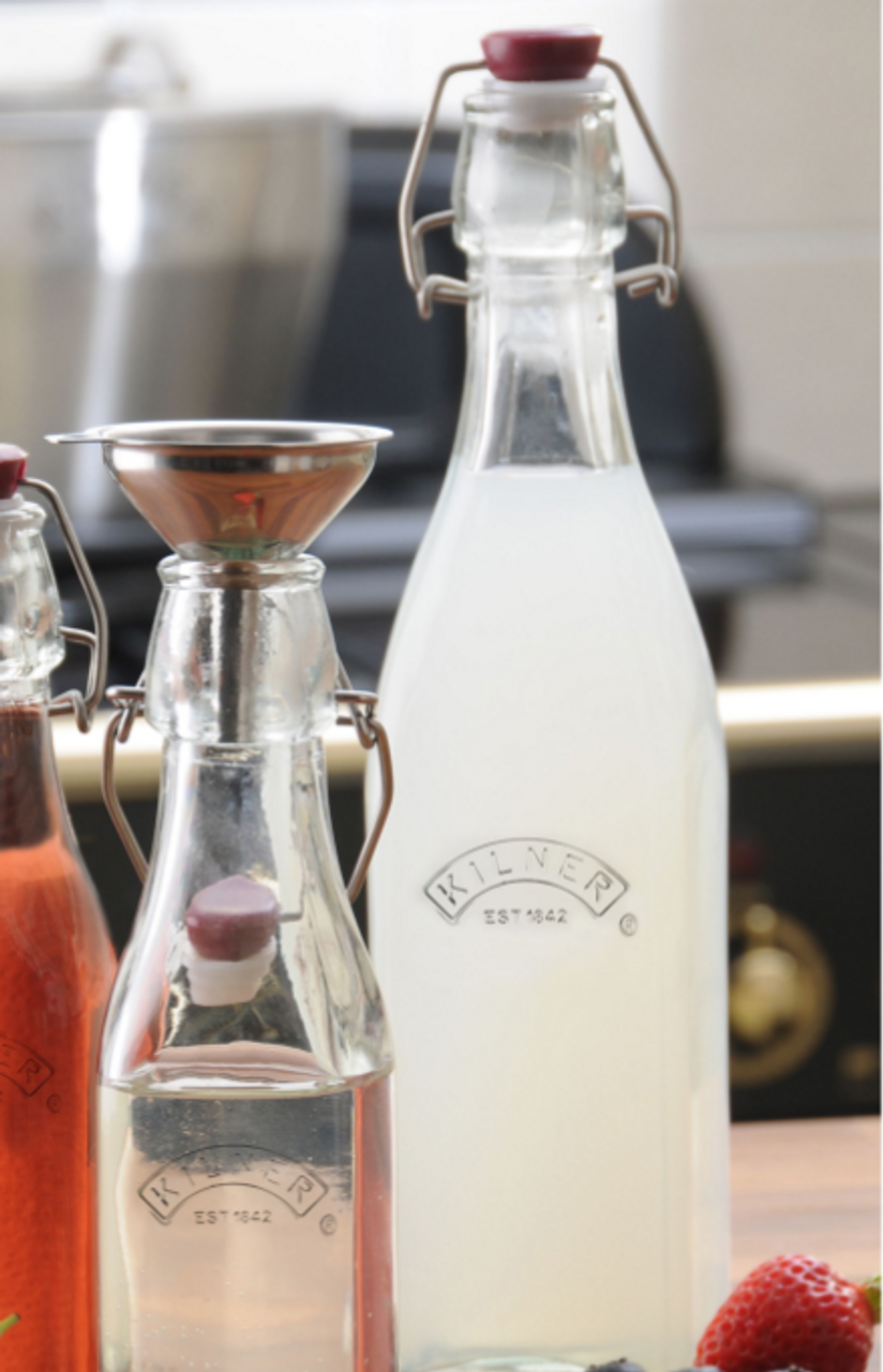 Kilner Branded Vintage Style SQUARE AIRTIGHT CLIP TOP Preserve Glass Bottle 1 Litre