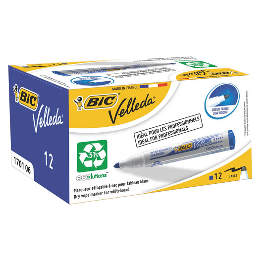 Bic Velleda 1701 Blue Whiteboard Markers 12's - NWT FM SOLUTIONS - YOUR CATERING WHOLESALER