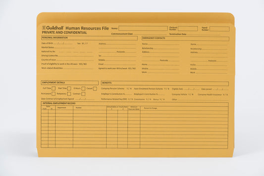Guildhall Pre-Printed HR File Manilla 244x355mm 315gsm Yellow (Pack 50) - 211/1300Z - NWT FM SOLUTIONS - YOUR CATERING WHOLESALER