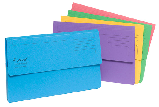 Exacompta Forever Document Wallet Manilla Foolscap Half Flap 290gsm Assorted (Pack 25) 211/5000Z - NWT FM SOLUTIONS - YOUR CATERING WHOLESALER