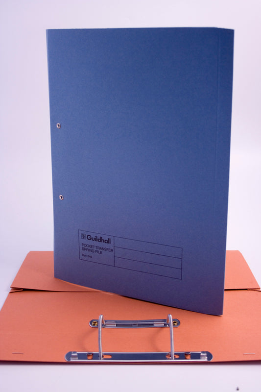 Guildhall Spring Pocket Transfer File Manilla Foolscap 420gsm Blue (Pack 25) - 211/6000Z - NWT FM SOLUTIONS - YOUR CATERING WHOLESALER