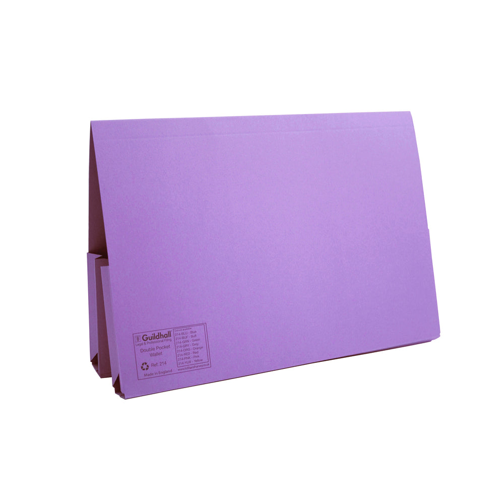 Guildhall Double Pocket Legal Wallet Manilla Foolscap 315gsm Mauve (Pack 25) - 214-MVEZ