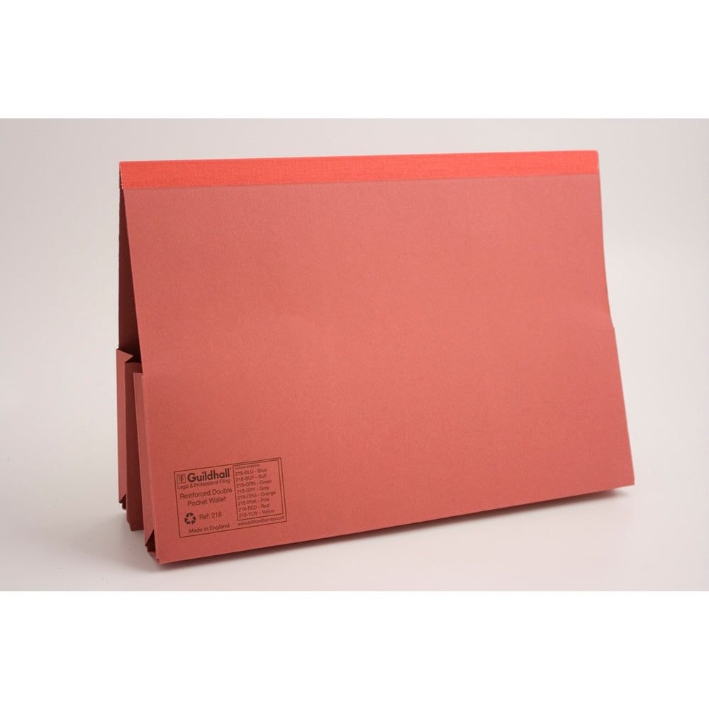 Guildhall Double Pocket Legal Wallet Manilla Foolscap 315gsm Red (Pack 25) - 218-REDZ