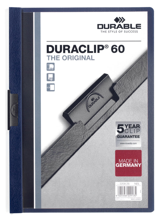 Durable Duraclip 60 Report File 6mm A4 Midnight Blue (Pack 25) 220928 - NWT FM SOLUTIONS - YOUR CATERING WHOLESALER