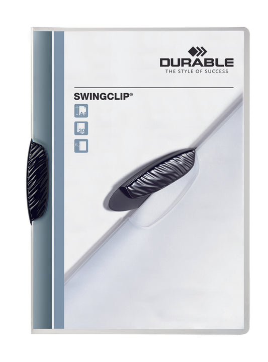 Durable Swingclip Report Folder A4 Black (Pack 25) 226001 - NWT FM SOLUTIONS - YOUR CATERING WHOLESALER