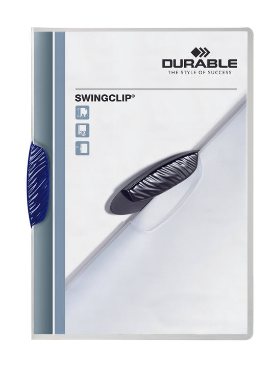 Durable Swingclip Report Folder A4 Blue (Pack 25) 226007 - NWT FM SOLUTIONS - YOUR CATERING WHOLESALER