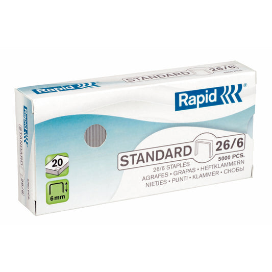 Rapid 26/6mm Staples (Pack 5000) 24861800 - NWT FM SOLUTIONS - YOUR CATERING WHOLESALER