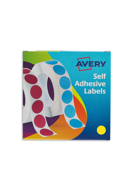 Avery Labels in Dispenser Round 19mm Diameter Yellow (Pack 1120 Labels) 24-508 - NWT FM SOLUTIONS - YOUR CATERING WHOLESALER