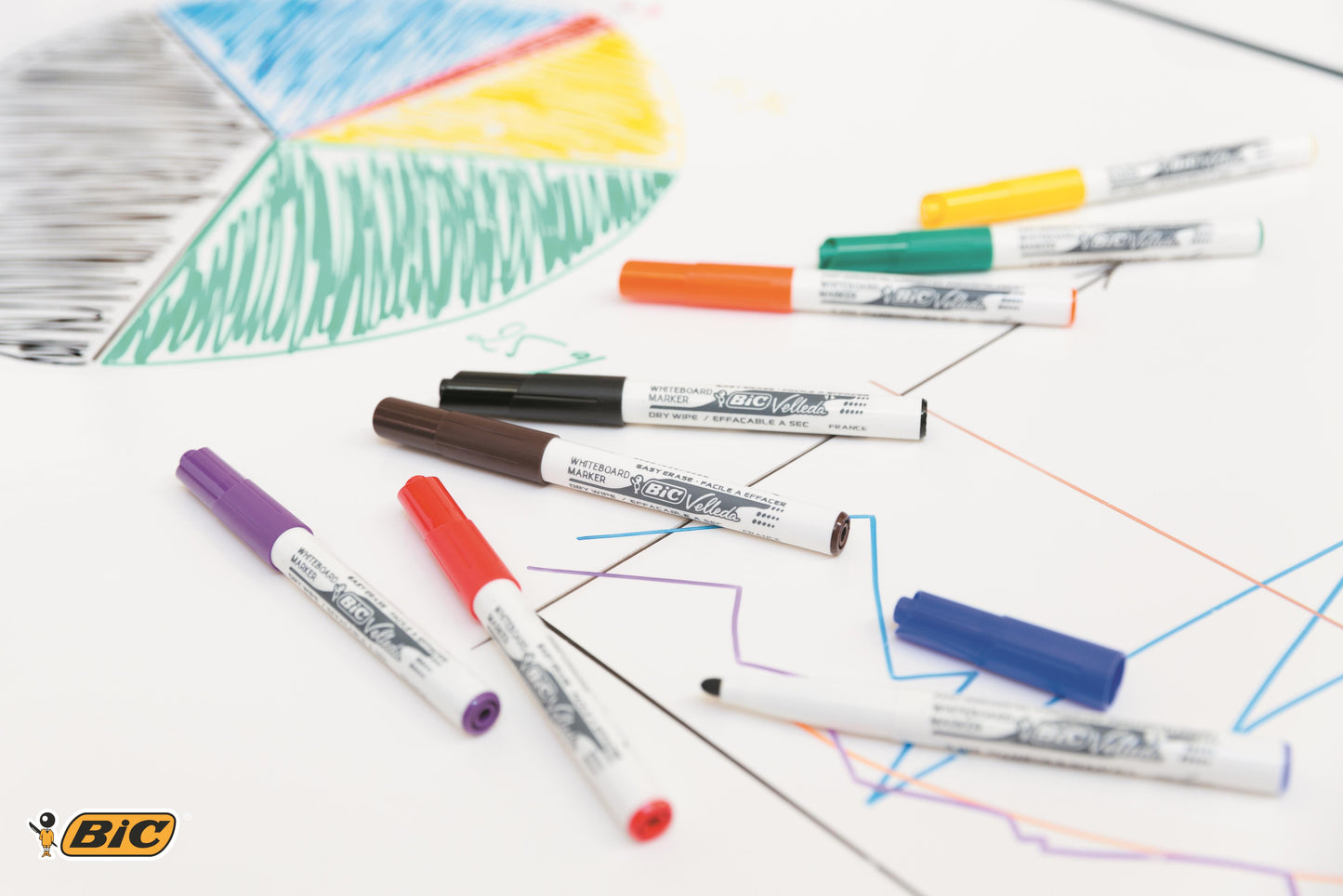 Bic Velleda 1741 Whiteboard Marker Bullet Tip 1.4mm Line Assorted Colours (Pack 8) - 9581661