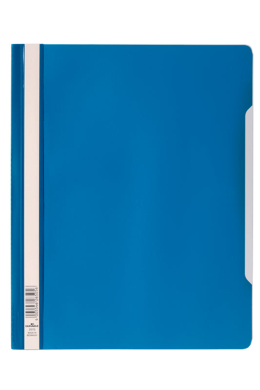 Durable Clear View Report Folder Extra Wide A4 Blue (Pack 50) 257006 - NWT FM SOLUTIONS - YOUR CATERING WHOLESALER