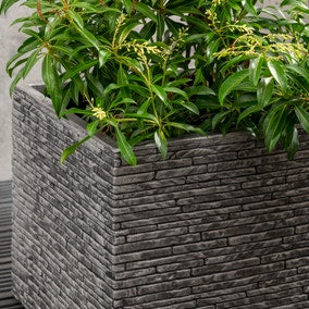 Strata Slate Pewter 32cm Short Square Planter {GN686-PEW}