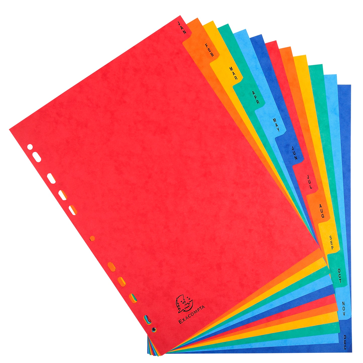 Exacompta Index Jan-Dec A4 225gsm Pressboard Assorted Colours - 3109Z
