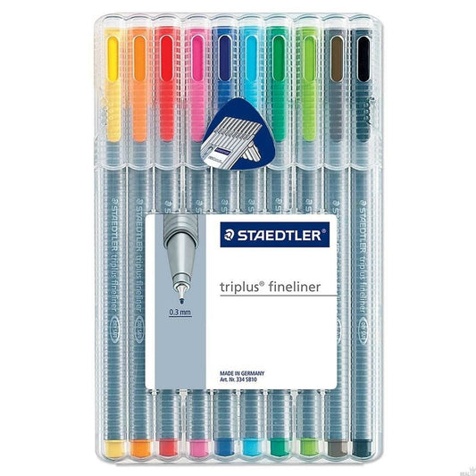 Staedtler Triplus Fineliner Assorted 0.33mm Line Pack 10's - NWT FM SOLUTIONS - YOUR CATERING WHOLESALER