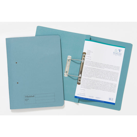 Guildhall Spring Transfer File Manilla Foolscap 285gsm Blue (Pack 25) - 346-BLUZ - NWT FM SOLUTIONS - YOUR CATERING WHOLESALER