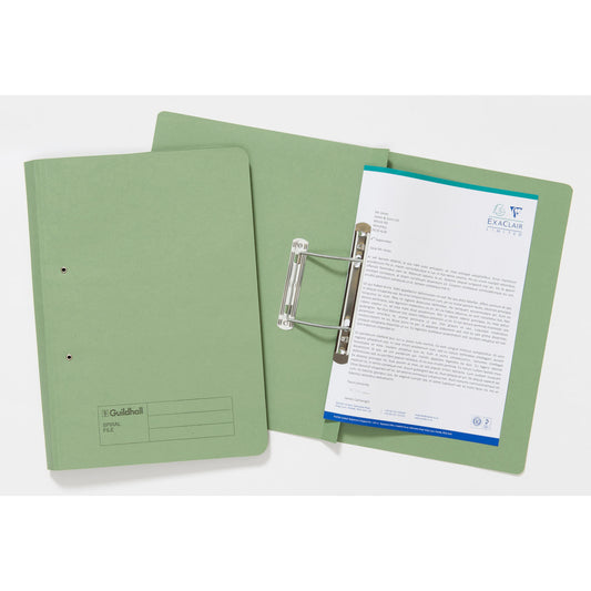 Guildhall Spring Transfer File Manilla Foolscap 285gsm Green (Pack 25) - 346-GRNZ - NWT FM SOLUTIONS - YOUR CATERING WHOLESALER