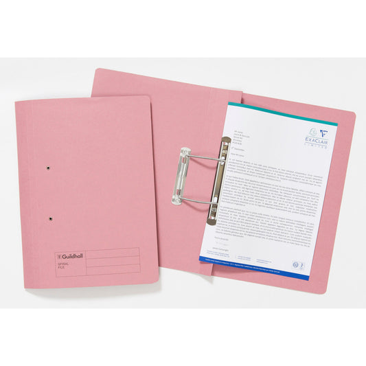 Guildhall Spring Transfer File Manilla Foolscap 285gsm Pink (Pack 25) - 346-PNKZ - NWT FM SOLUTIONS - YOUR CATERING WHOLESALER