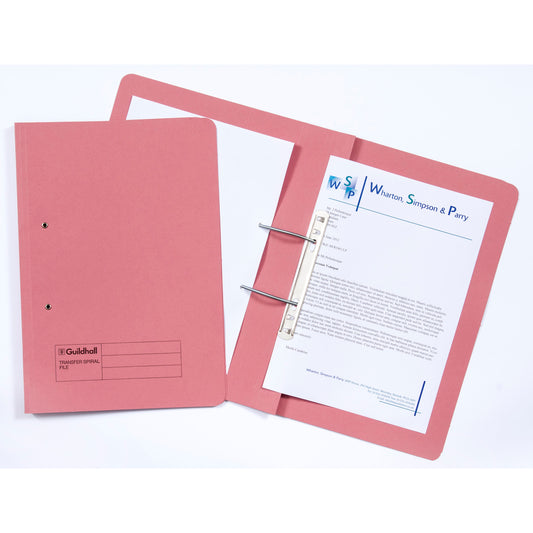 Guildhall Spring Transfer File Manilla Foolscap 315gsm Pink (Pack 50) - 348-PNKZ - NWT FM SOLUTIONS - YOUR CATERING WHOLESALER