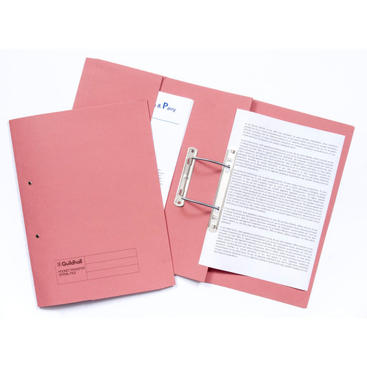 Guildhall Transfer Spring Transfer File Manilla Foolscap 315gsm Pink (Pack 25) - 349-PNKZ - NWT FM SOLUTIONS - YOUR CATERING WHOLESALER