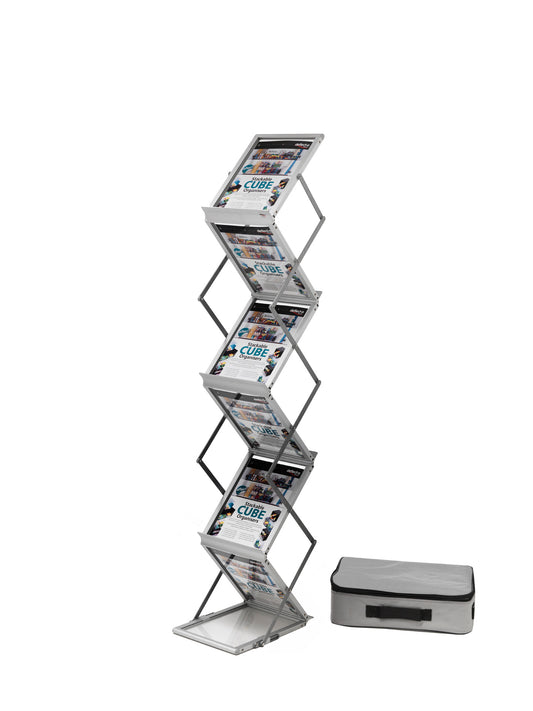Deflecto Literature Display Floor Standing Folding 6 Shelves A4 Portrait 36100 - NWT FM SOLUTIONS - YOUR CATERING WHOLESALER