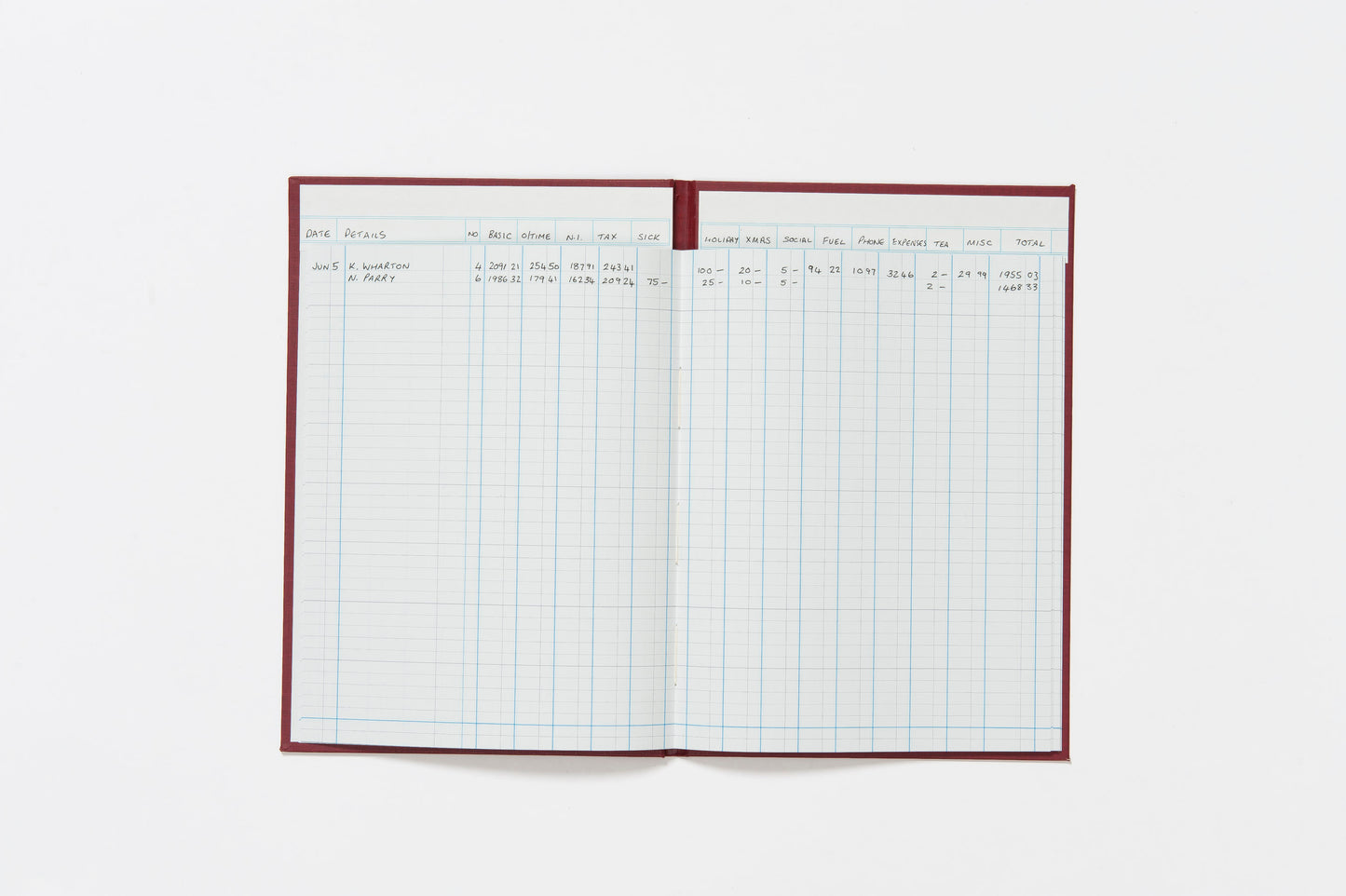 Guildhall Headliner Account Book Casebound 298x203mm 14 Cash Columns 80 Pages Red 38/14Z