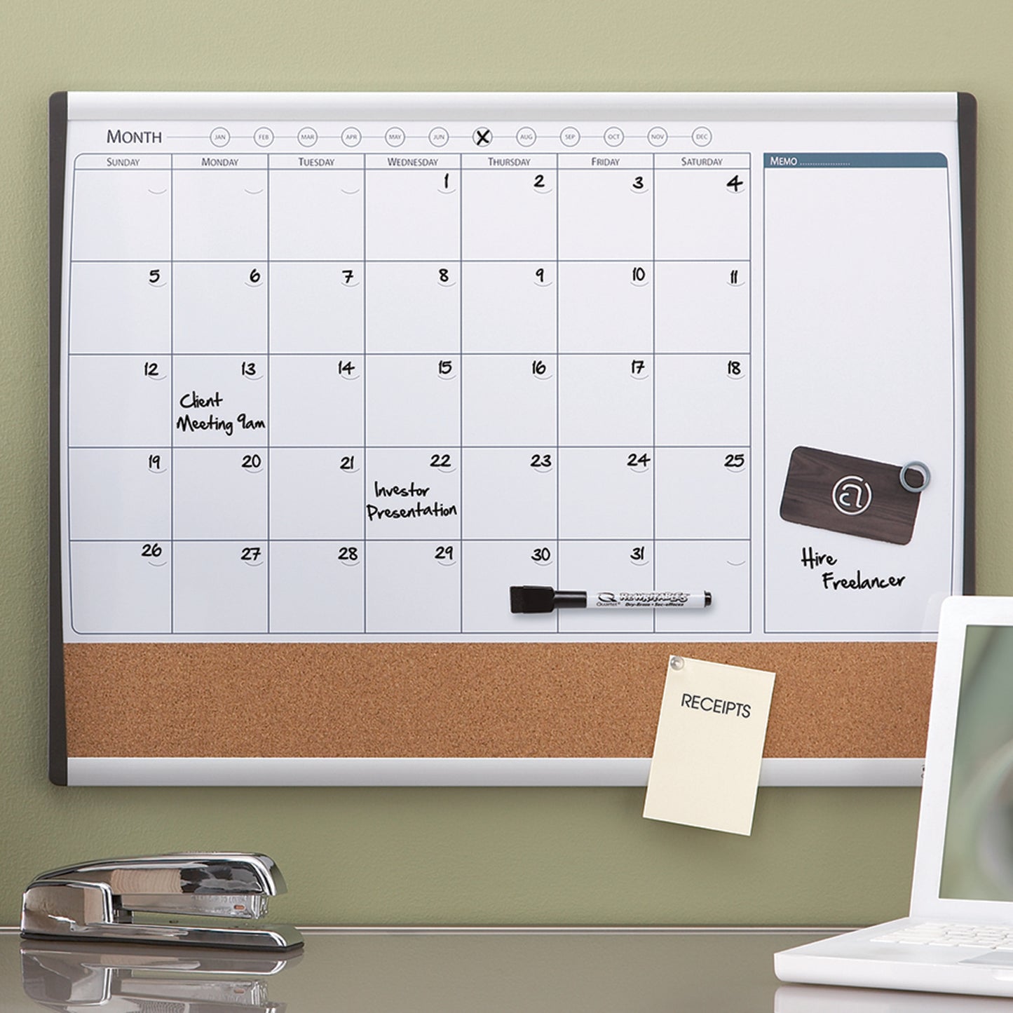 Nobo Combination Board Cork/Magnetic Whiteboard Planner Arched Frame 585x430mm 1903813
