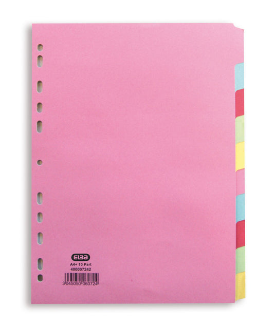 Elba Divider A4+ 10 Part Coloured Card 400007242 - NWT FM SOLUTIONS - YOUR CATERING WHOLESALER