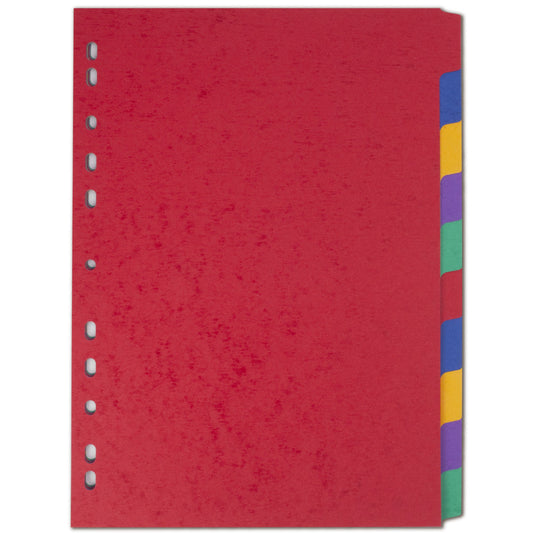 Elba Coloured Pressboard Dividers A4 Euro Punched 10 Part 400007513 - NWT FM SOLUTIONS - YOUR CATERING WHOLESALER