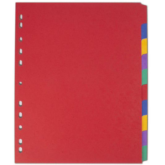 Elba Coloured Pressboard Dividers A4+ Euro Punched 10 Part 400007516 - NWT FM SOLUTIONS - YOUR CATERING WHOLESALER