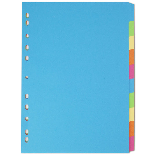 Elba Bright Coloured Card Dividers A4 Multipunched 10 Part 400008300 - NWT FM SOLUTIONS - YOUR CATERING WHOLESALER