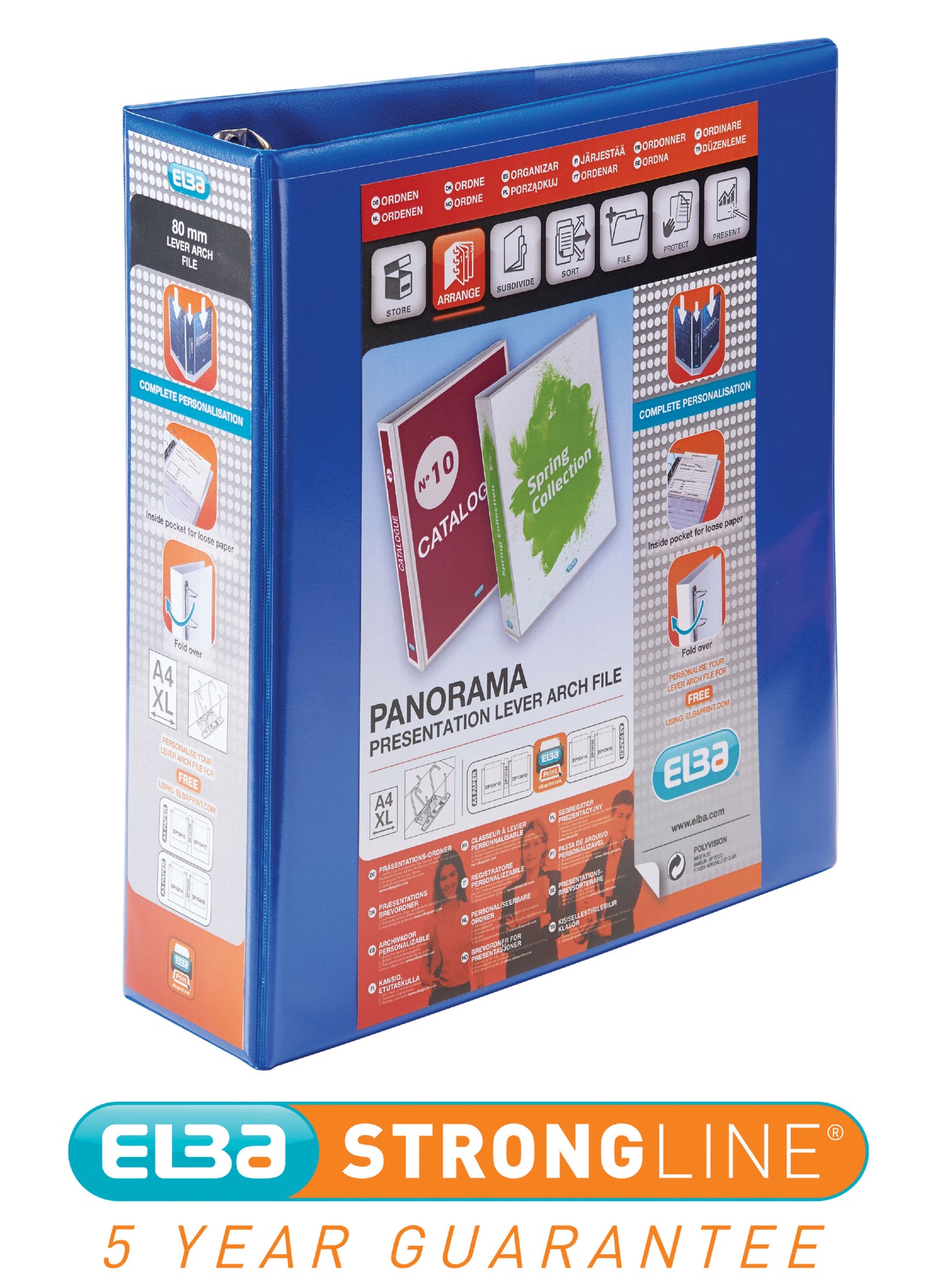 Elba Panorama Presentation Lever Arch File Polypropylene A4 70mm Spine Width A4 Blue (Pack 5) - 400008438 - NWT FM SOLUTIONS - YOUR CATERING WHOLESALER