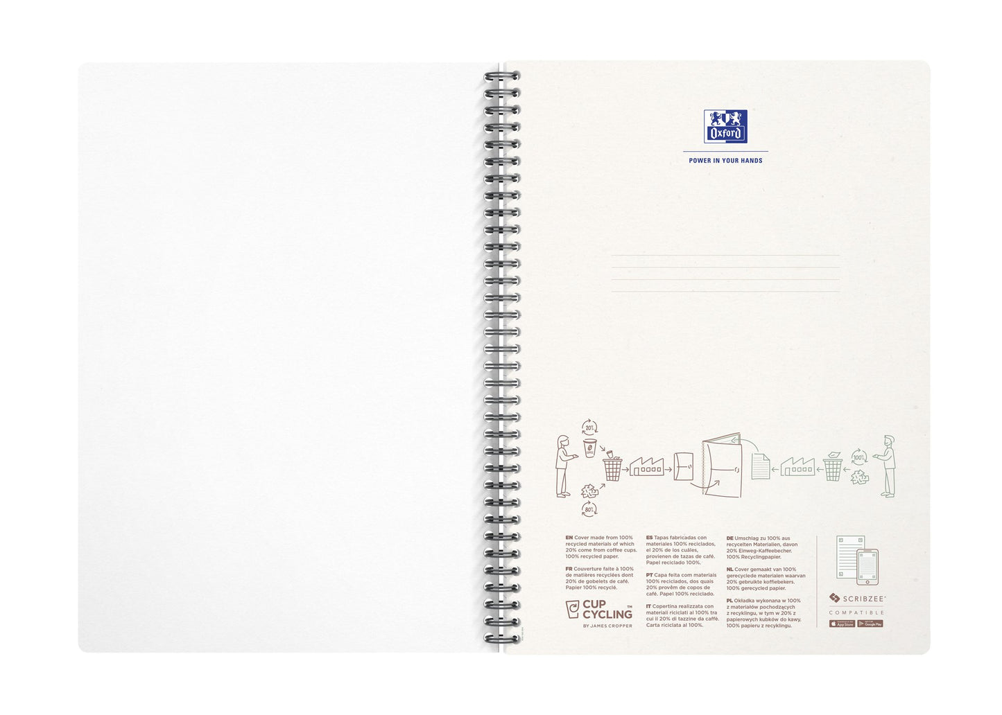 Oxford Office Wirebound Notebook My Rec Up A4 Ruled 180 Pages Green 400166099