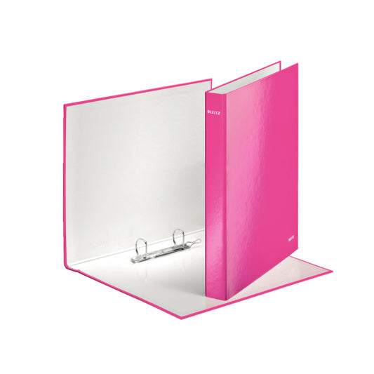 Leitz WOW Ring Binder Laminated Paper on Board 2 D-Ring A4 25mm Rings Pink (Pack 10) 42410023 - NWT FM SOLUTIONS - YOUR CATERING WHOLESALER