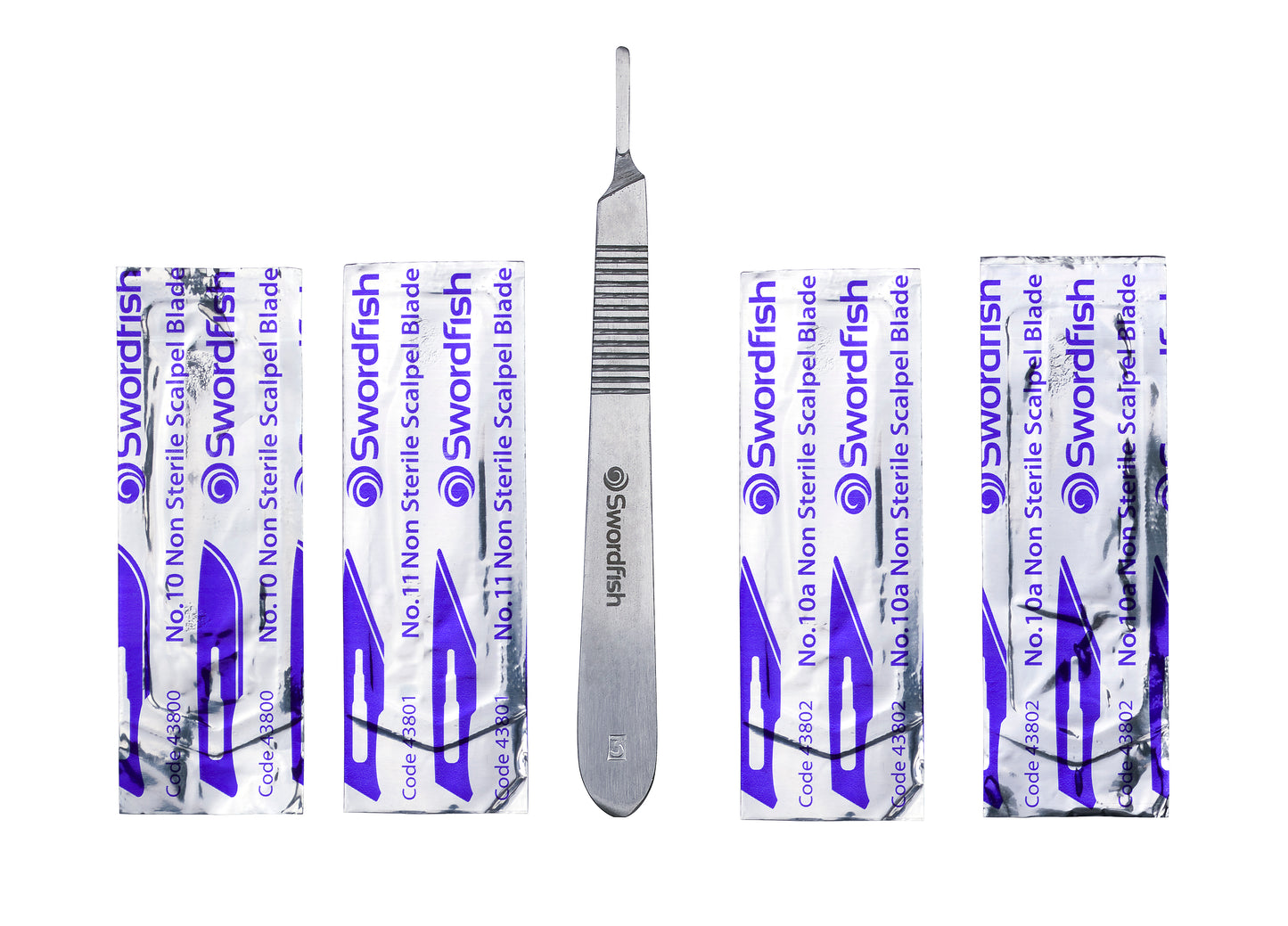 Swordfish Pro Scalpel No 3 Handle with 4 Blades Silver - 43110 - NWT FM SOLUTIONS - YOUR CATERING WHOLESALER
