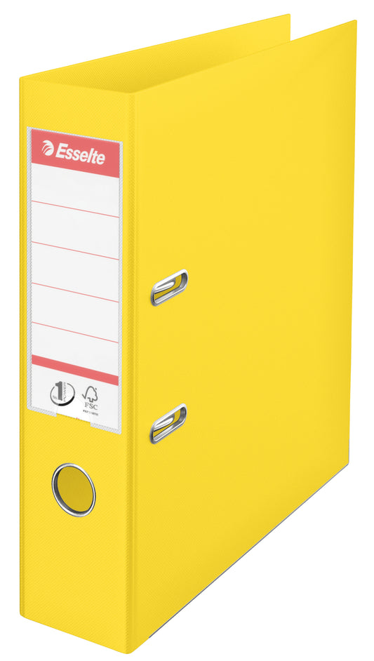 Esselte No.1 VIVIDA Lever Arch File Polypropylene A4 75mm Spine Width Yellow (Pack 10) 624070 - NWT FM SOLUTIONS - YOUR CATERING WHOLESALER