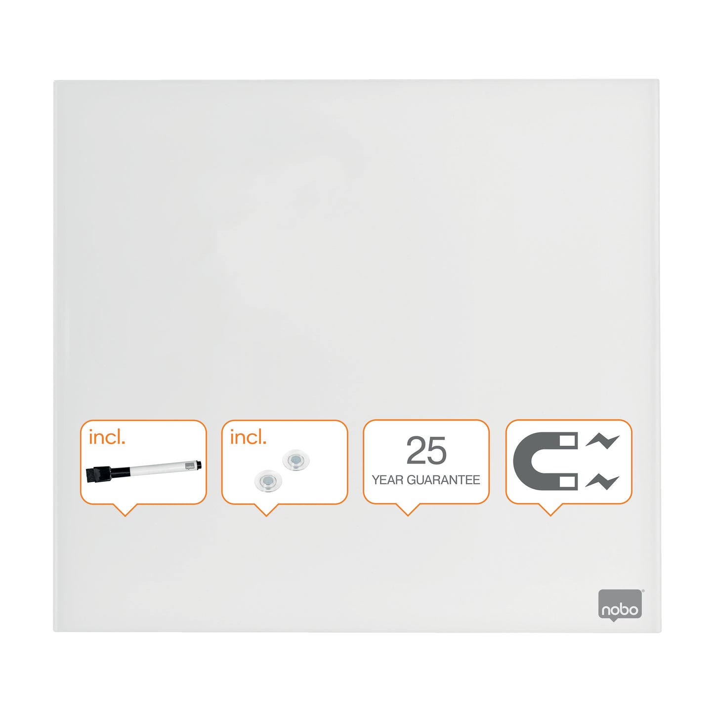 Nobo Magnetic Glass Whiteboard Tile 450x450mm White 1903957 - NWT FM SOLUTIONS - YOUR CATERING WHOLESALER
