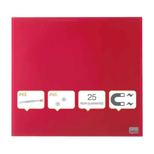 Nobo Magnetic Glass Whiteboard Tile 450x450mm Red 1903955 - NWT FM SOLUTIONS - YOUR CATERING WHOLESALER