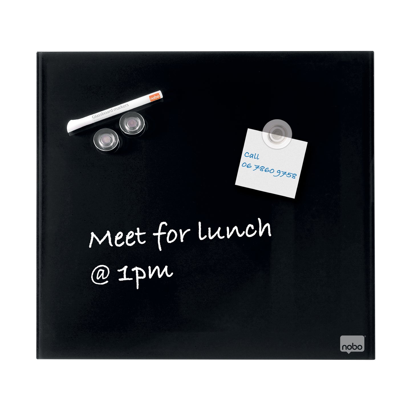 Nobo Magnetic Glass Whiteboard Tile 300x300mm Black 1903950