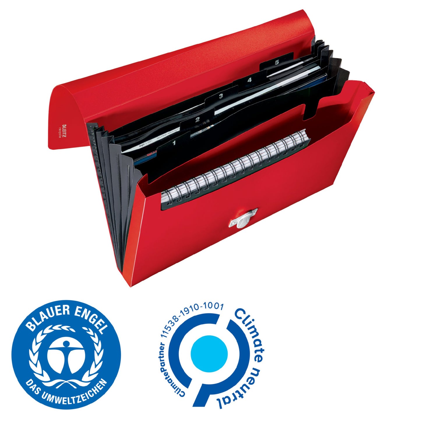 Leitz Recycle Polypropylene Expanding Concertina 5 Part File Red 46240025