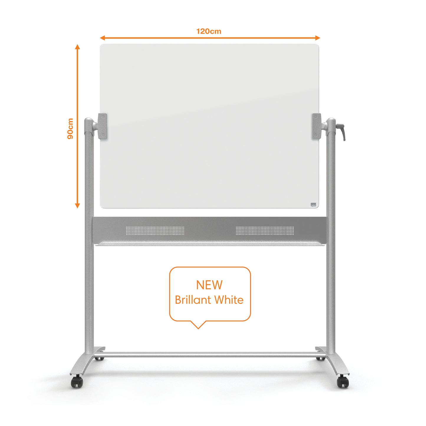 Nobo Mobile Magnetic Glass Whiteboard Brilliant White 1200x900mm 1903943