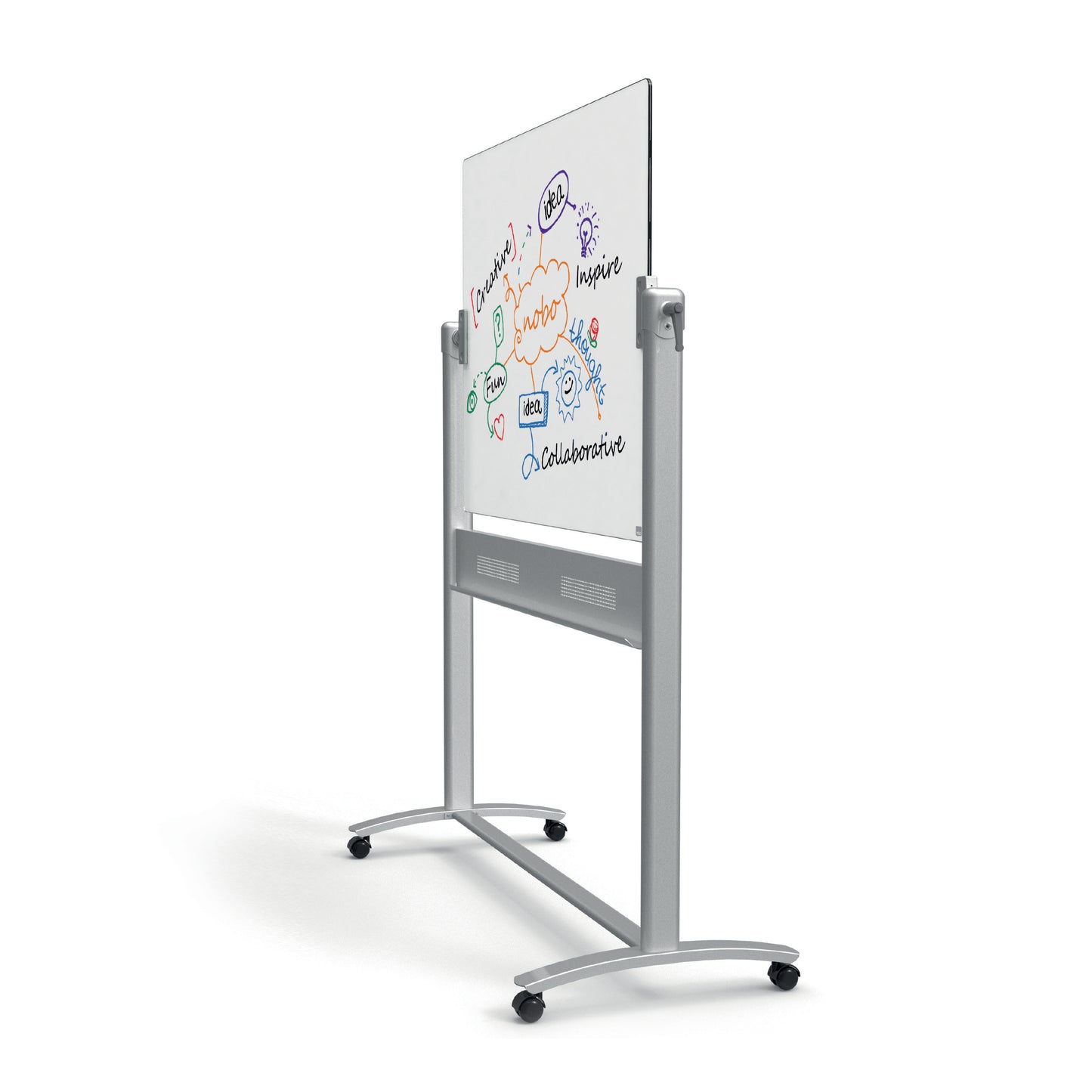 Nobo Mobile Magnetic Glass Whiteboard Brilliant White 1200x900mm 1903943