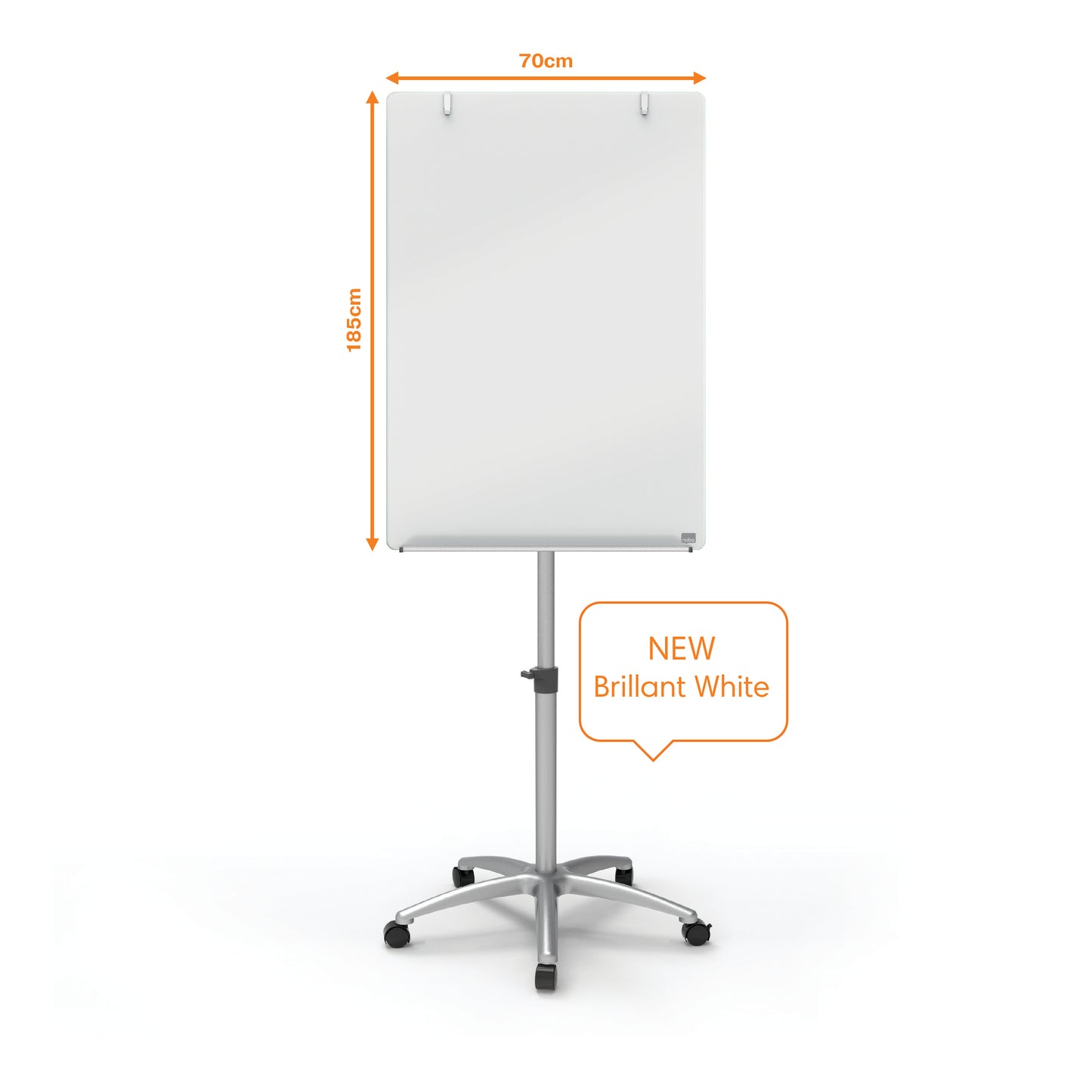 Nobo Glass Mobile Flipchart Easel Magnetic 700x1000mm Silver 1903949