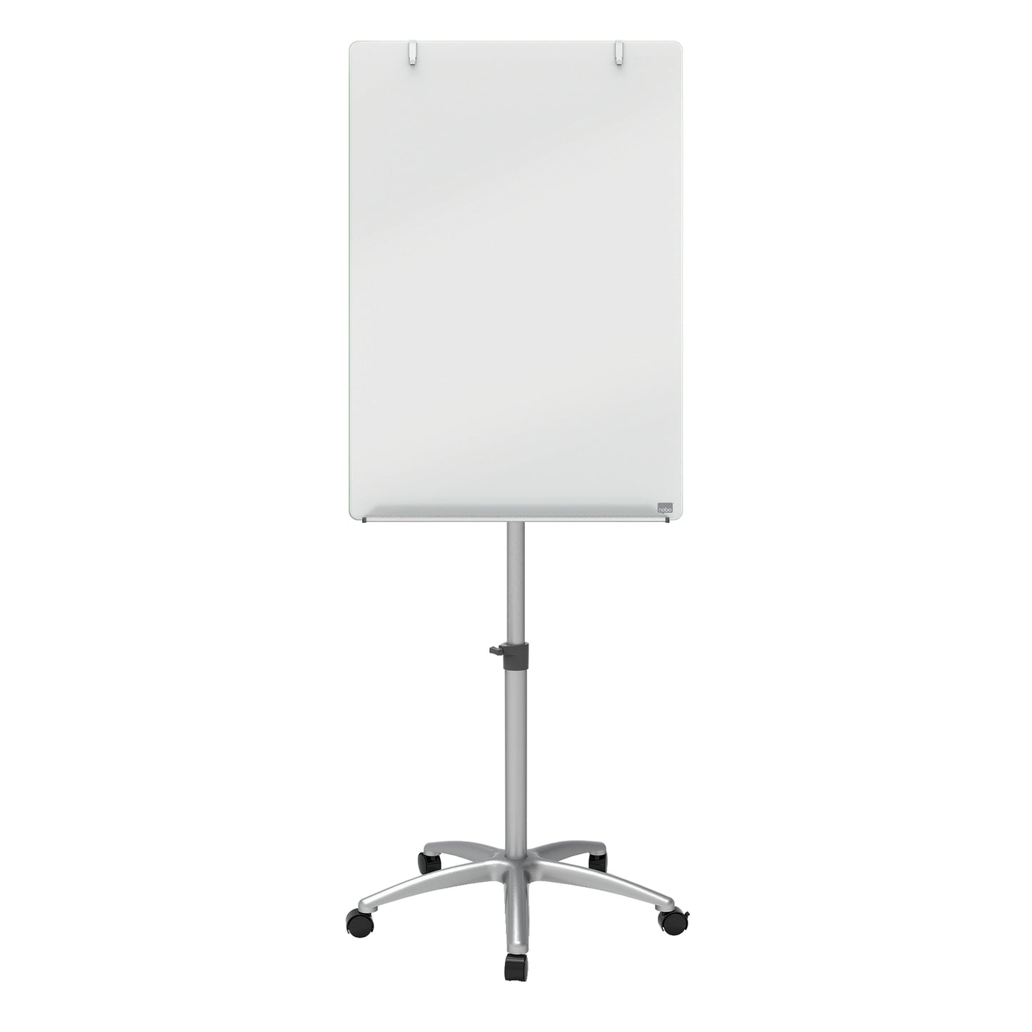 Nobo Glass Mobile Flipchart Easel Magnetic 700x1000mm Silver 1903949