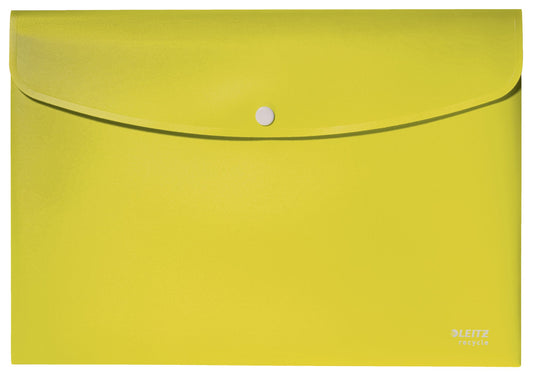Leitz Recycle Polypropylene Document Wallet With Push Button Closure Yellow 46780015 - NWT FM SOLUTIONS - YOUR CATERING WHOLESALER