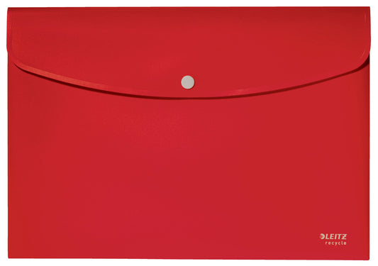 Leitz Recycle Polypropylene Document Wallet With Push Button Closure Red 46780025 - NWT FM SOLUTIONS - YOUR CATERING WHOLESALER