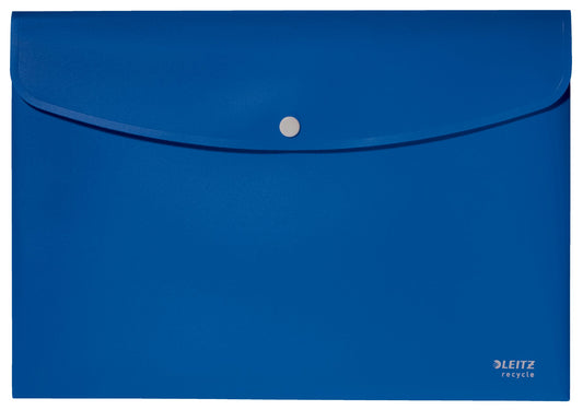 Leitz Recycle Polypropylene Document Wallet With Push Button Closure Blue 46780035 - NWT FM SOLUTIONS - YOUR CATERING WHOLESALER