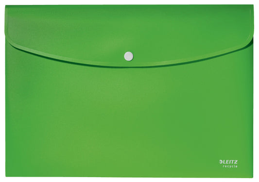 Leitz Recycle Polypropylene Document Wallet With Push Button Closure Green 46780055 - NWT FM SOLUTIONS - YOUR CATERING WHOLESALER