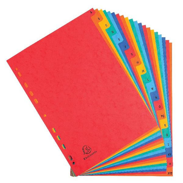 Exacompta Index A-Z A4 225gsm Pressboard Assorted Colours - 4803Z